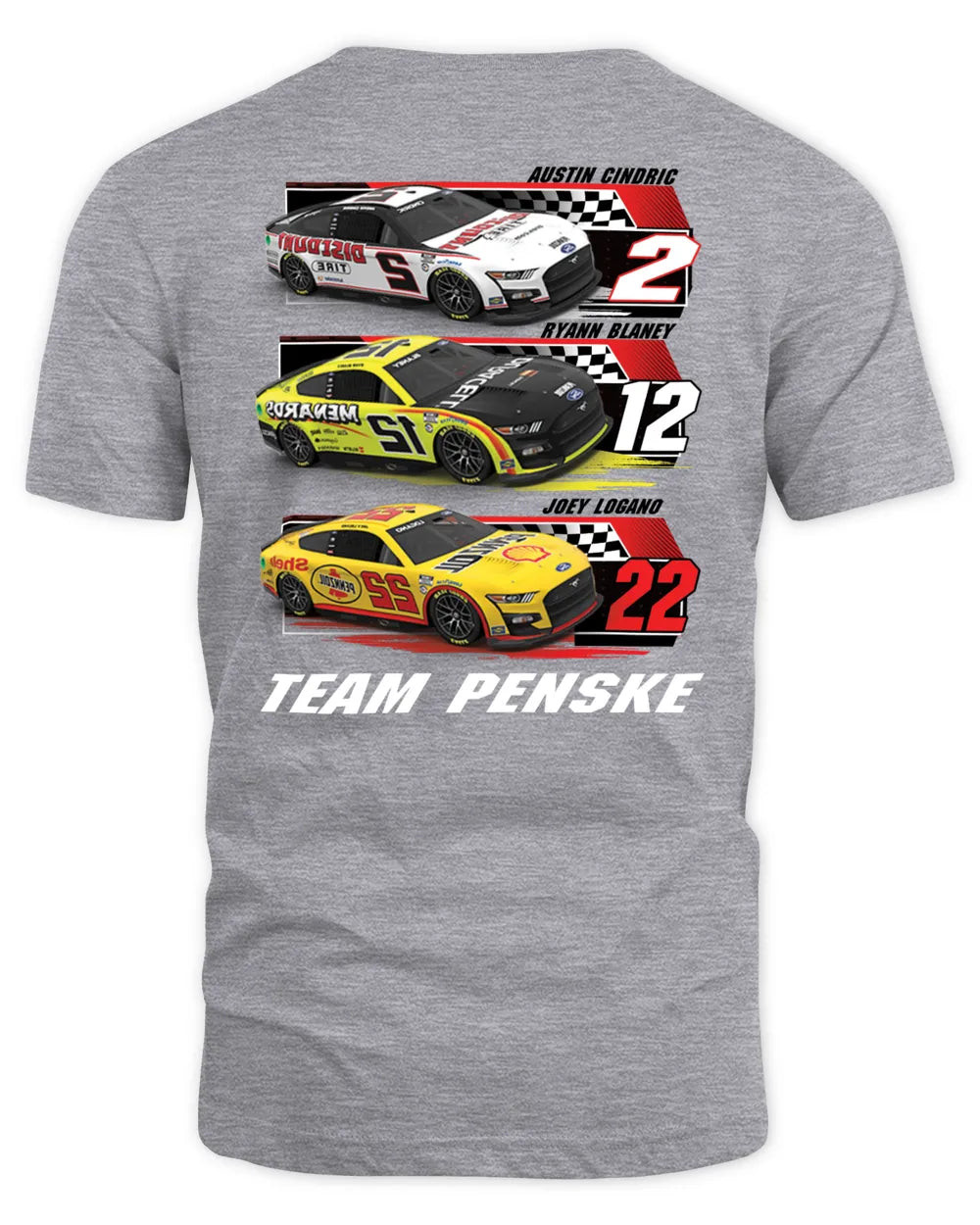 Men's Team Penske Heather Gray Lineup 2023 T-shirt