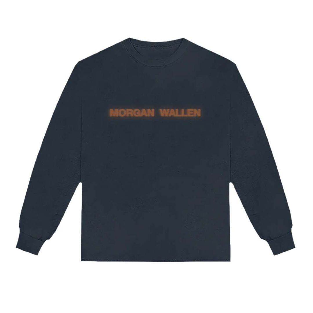 Morgan Wallen Flames Live Photo Navy Long Sleeve