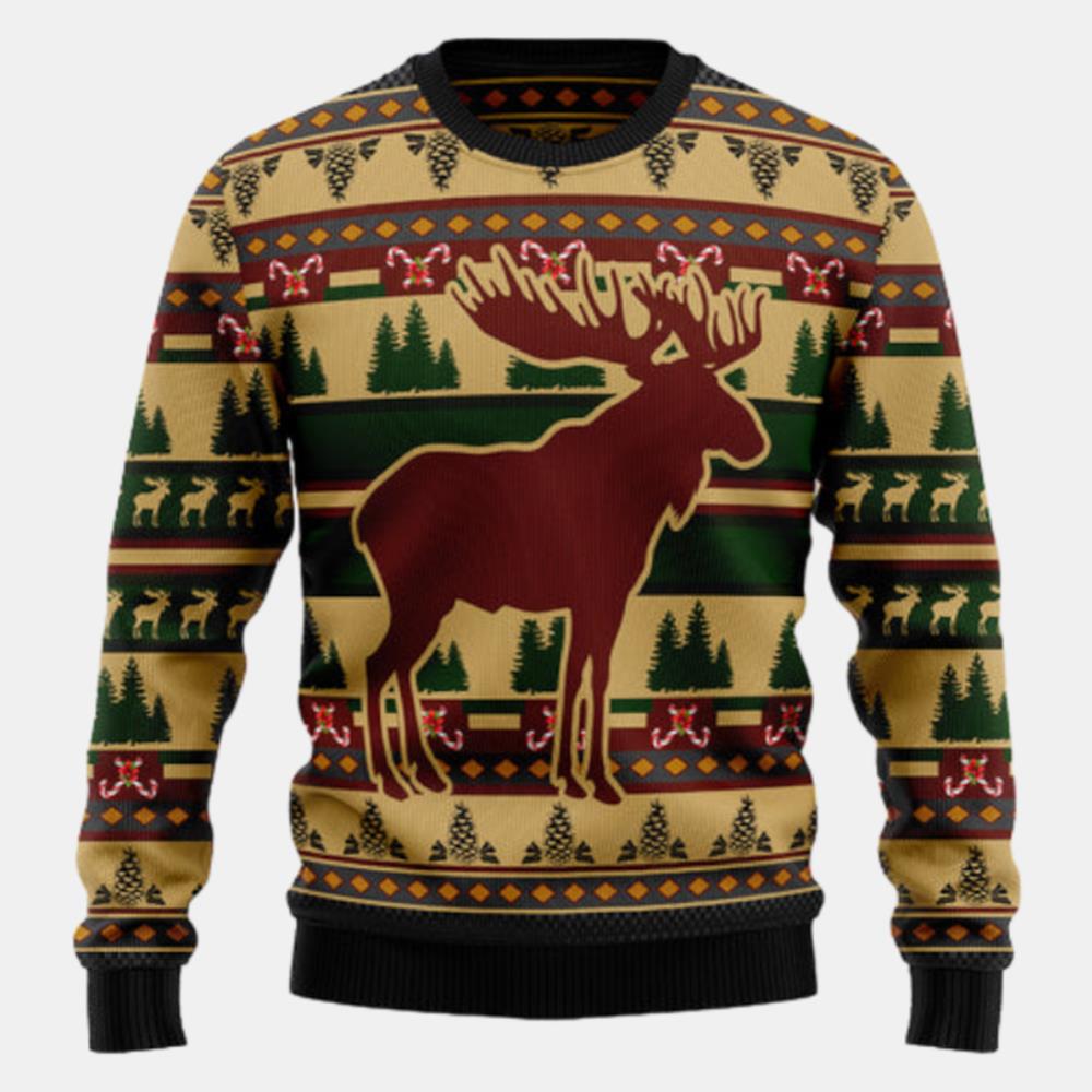 Moose Pattern Ugly Sweater