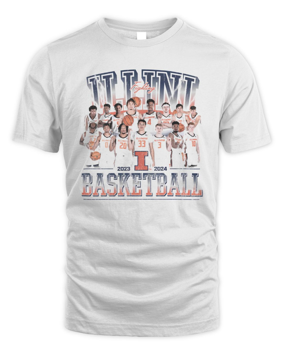 Illinois Men's Basketball 23-24 Team White Tee Shirts