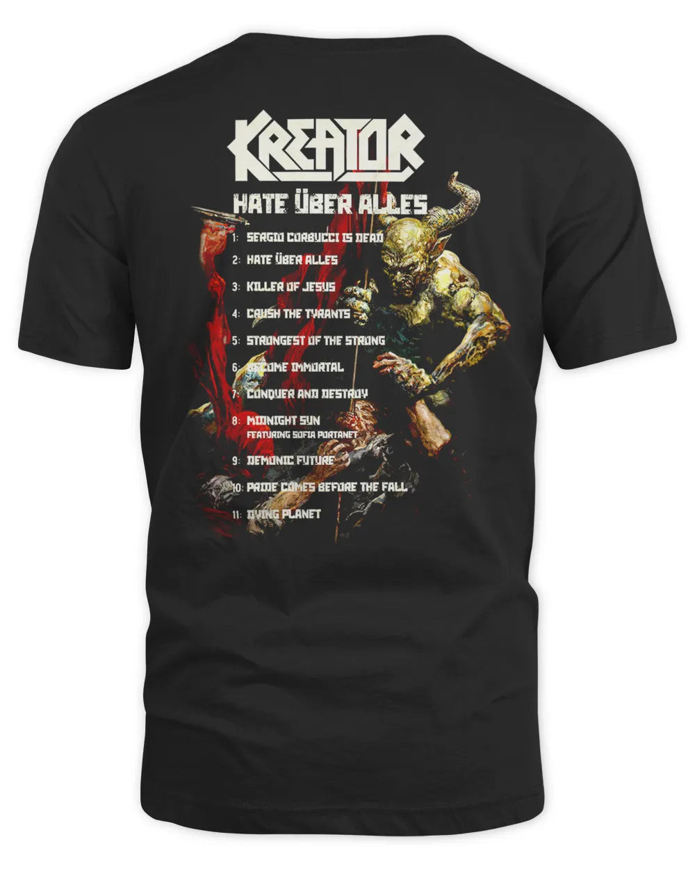 Kreator Merch Hate Uber Alles Tracklist Shirt