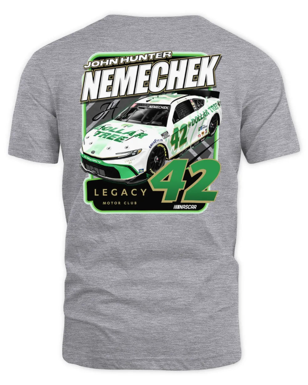 John Hunter Nemechek Legacy Motor Club Team Collection Dollar Tree Car Official T-shirts