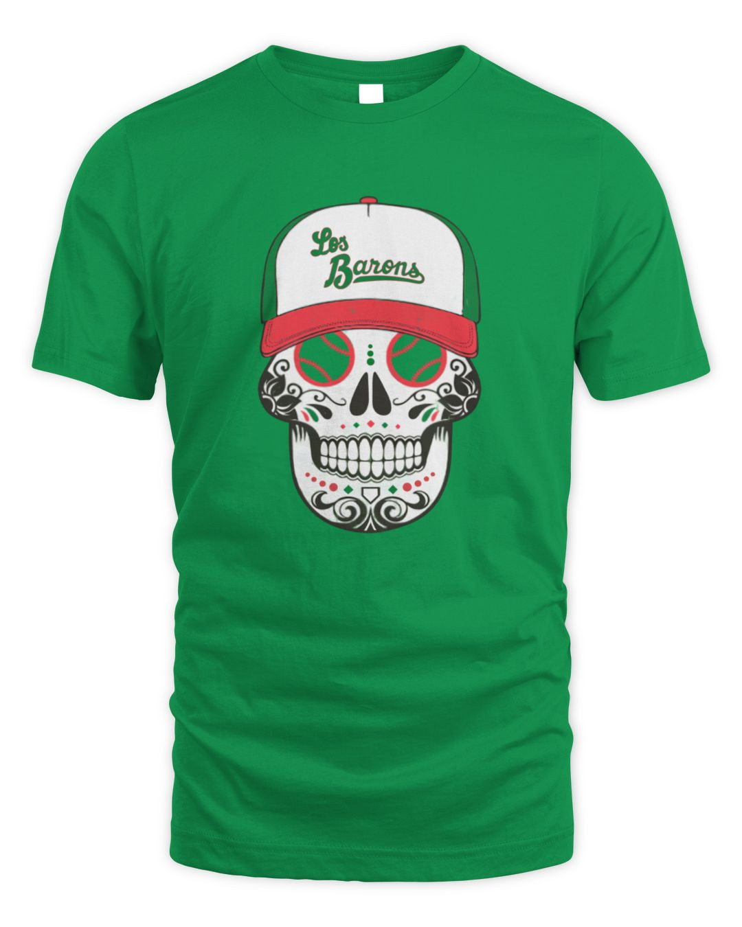 Los Barons Green Sugar Skull T Shirt