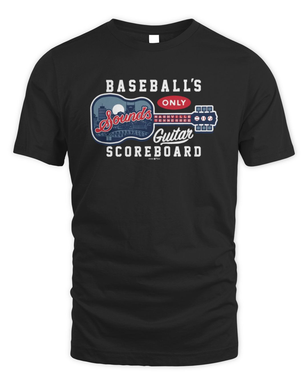 Nashville Sounds Navy Guitar Scoreboard Tee Shirt