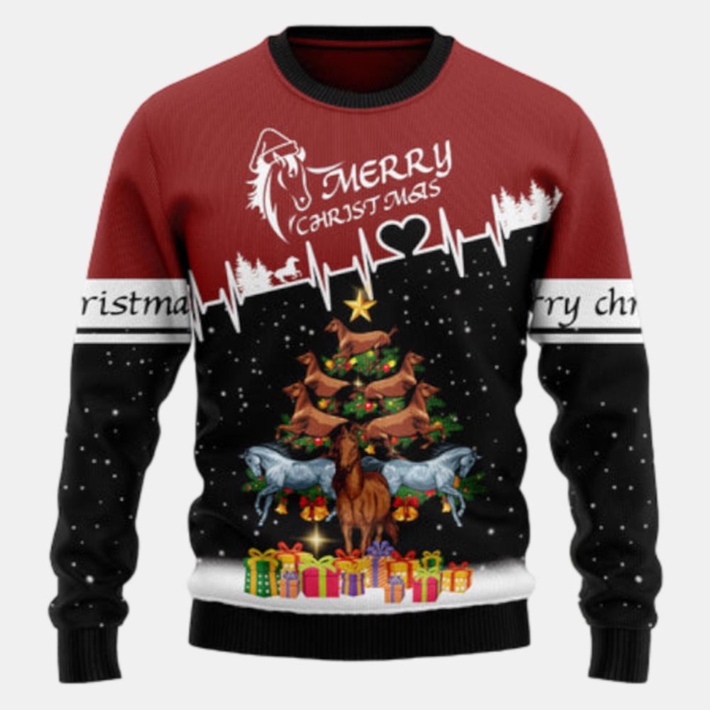 Horse Christmas Tree T2810 Ugly Christmas Sweater Ugly Sweater