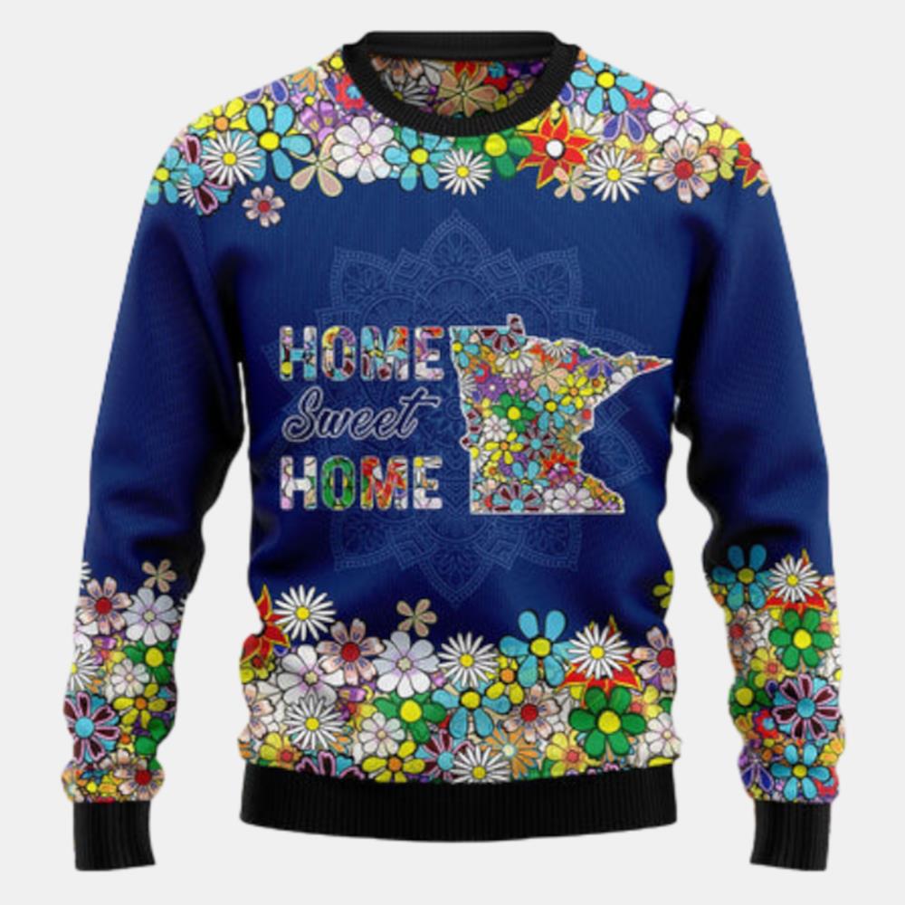 Home Sweet Home Minnesota Flower Ugly Sweater