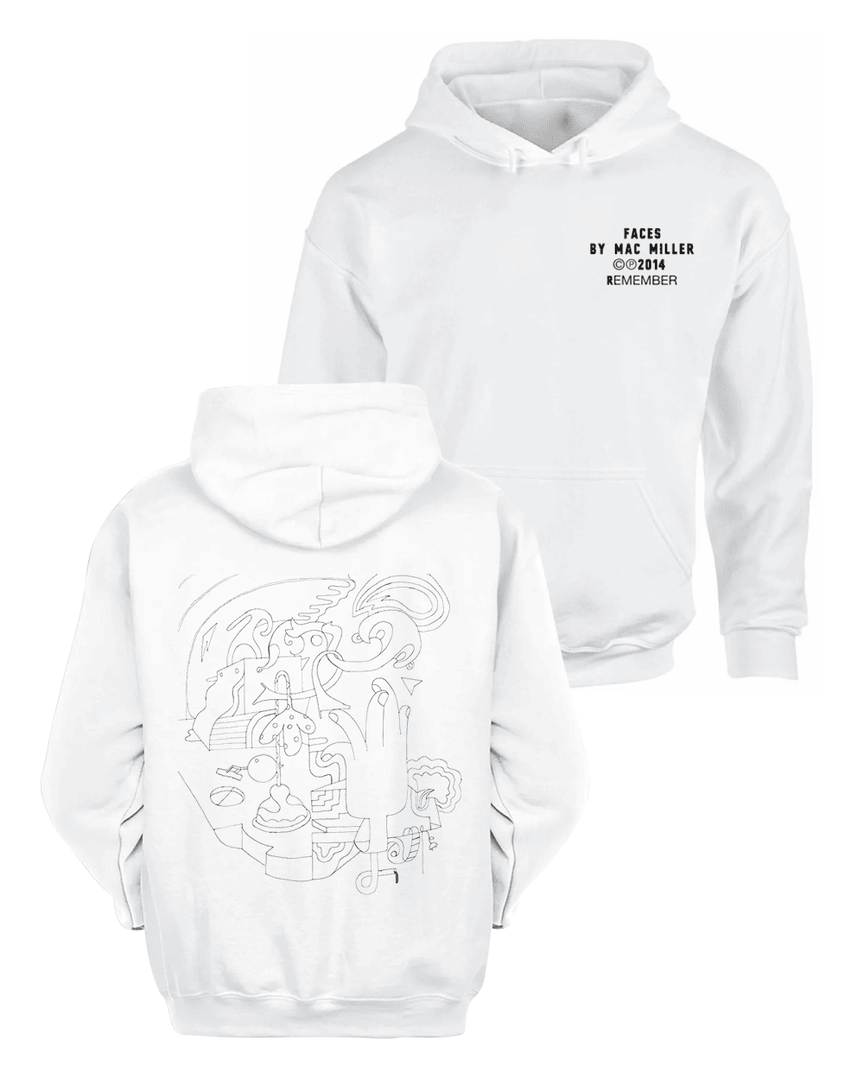 Mac Miller Shop Faces 10 Year Line Drawing Hoodie