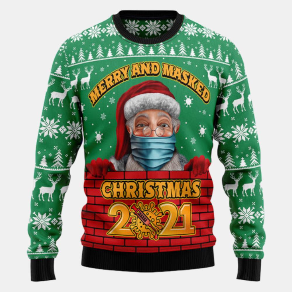 Merry And Masked Christmas Ugly Sweater