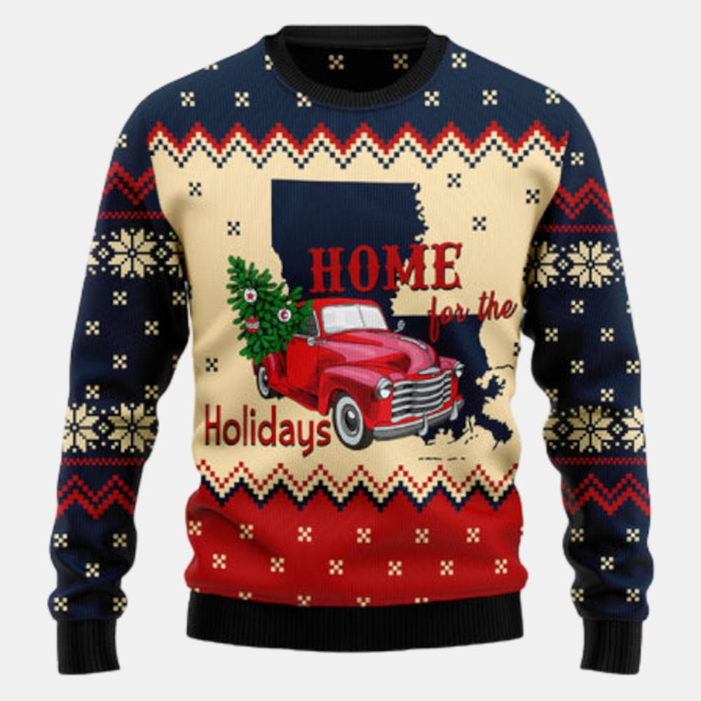 Home For The Holidays Louisiana Ugly Sweater