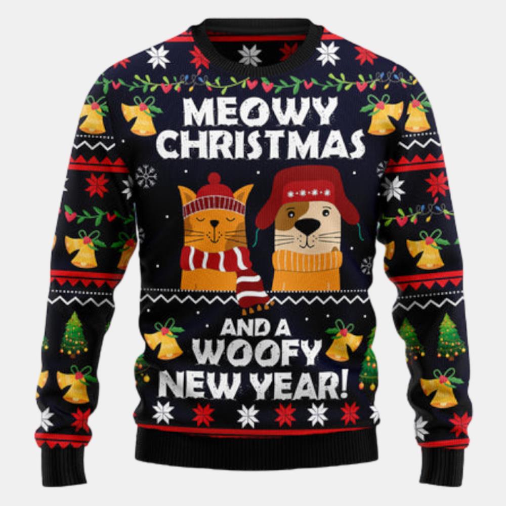 Meowy Christmas And Woofy New Year Ugly Sweater