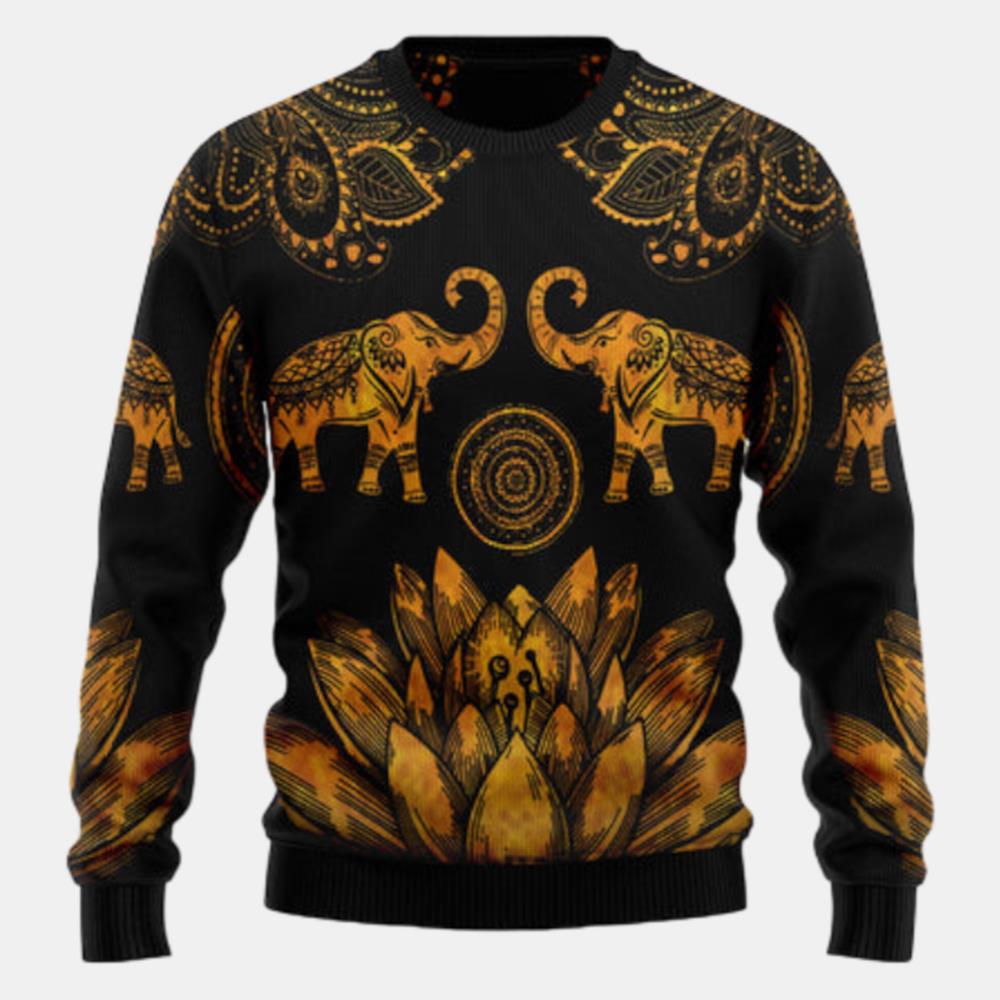 Lovely Gold Elephant Ugly Sweater