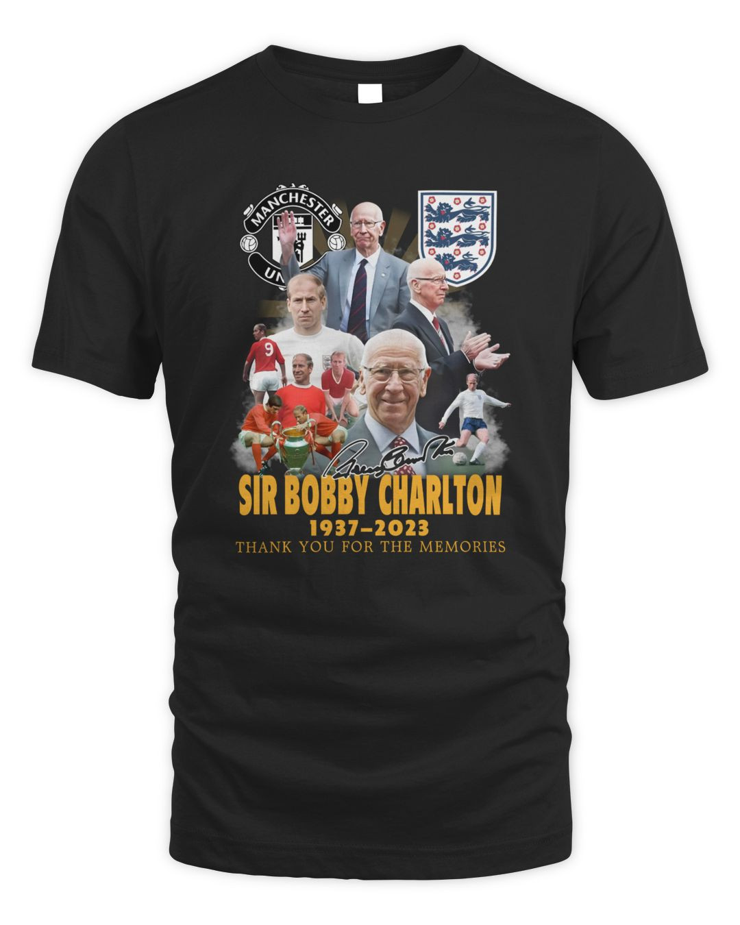 Manchester United Sir Bobby Charlton 1937 - 2023 Thank You For The Memories T-shirt