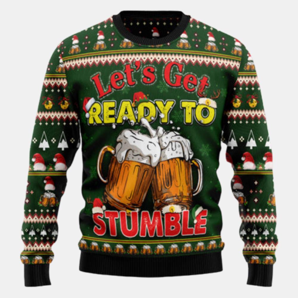 Lets Get Ready To Stumble Beer Ugly Sweater