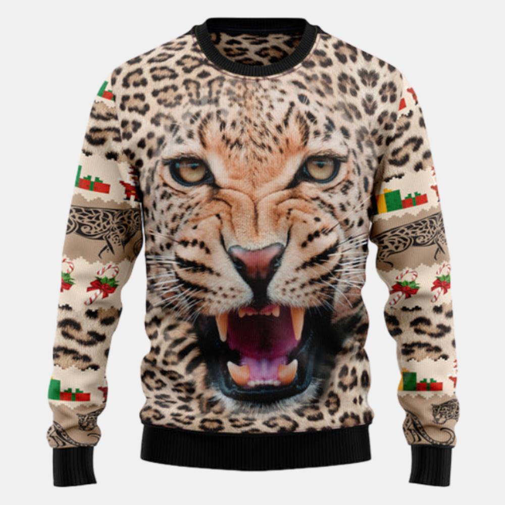 Leopard Cute Face Ugly Sweater
