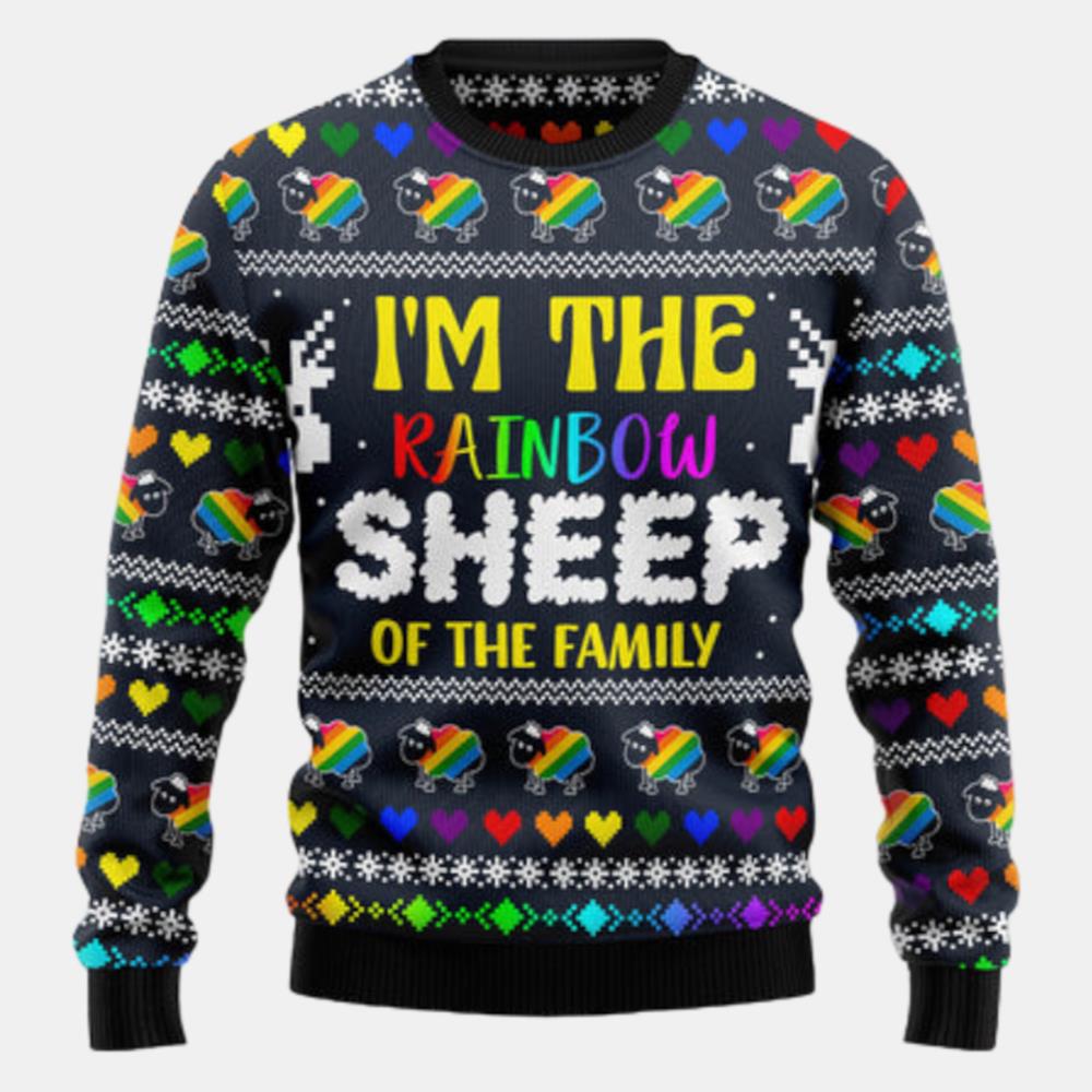 I Am The Rainbow Sheep Of Family Ugly Sweater