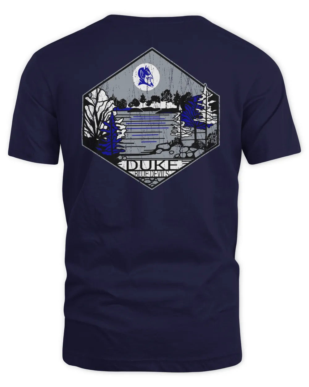 Men's Comfort Wash Navy Duke Blue Devils Landscape Sketch T-shirt Clothing