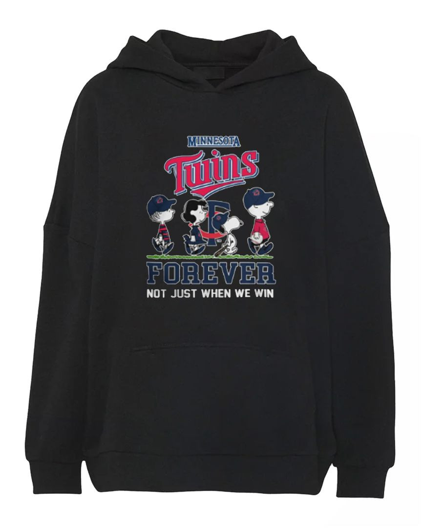 Minnesota Twins Peanuts Movie Characters Abbey Road Forever Not Just When We Win Logo Hoodie