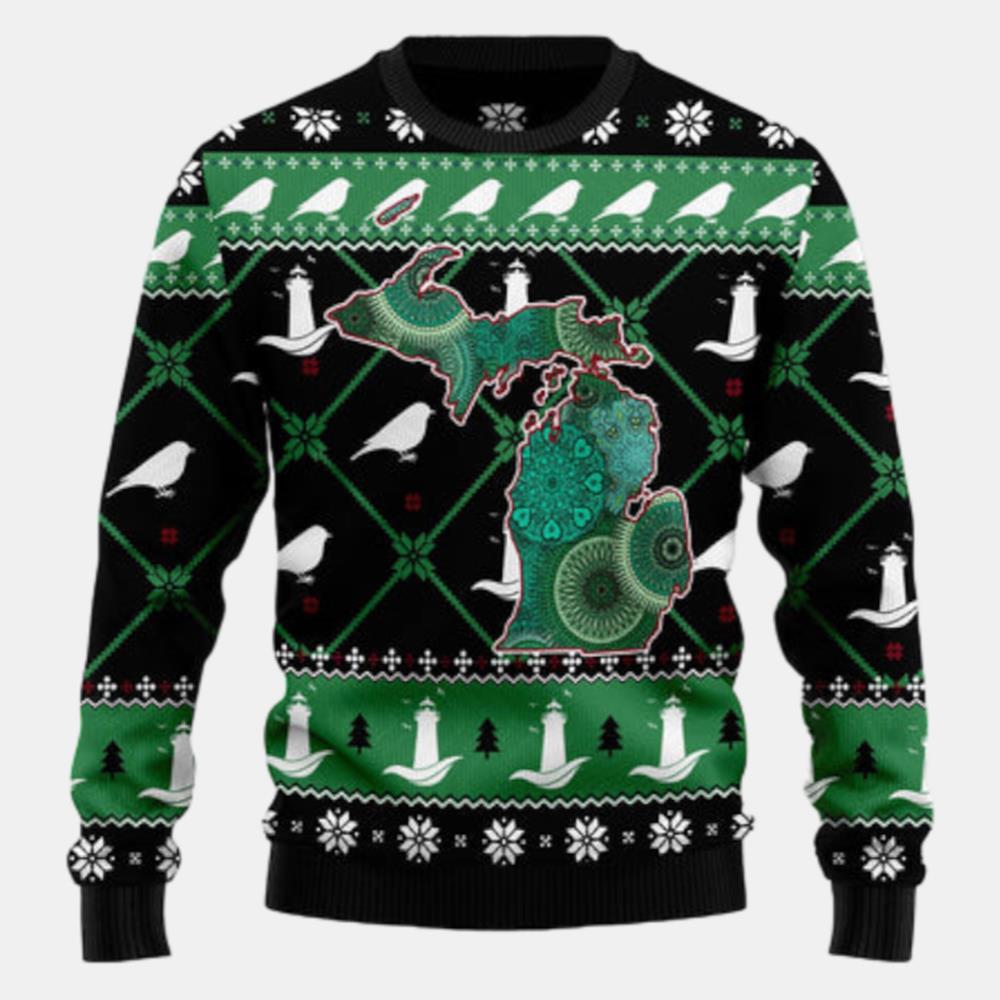 Michigan Usa Symbols Pattern Ugly Sweater