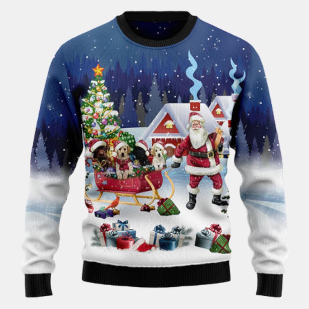 Labrador Retriever Santa Sled Ugly Sweater