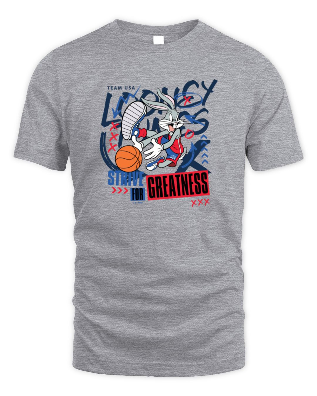 Mad Engine Bugs Bunny Heather Gray Looney Tunes Team Usa Strive For Greatness T-shirt