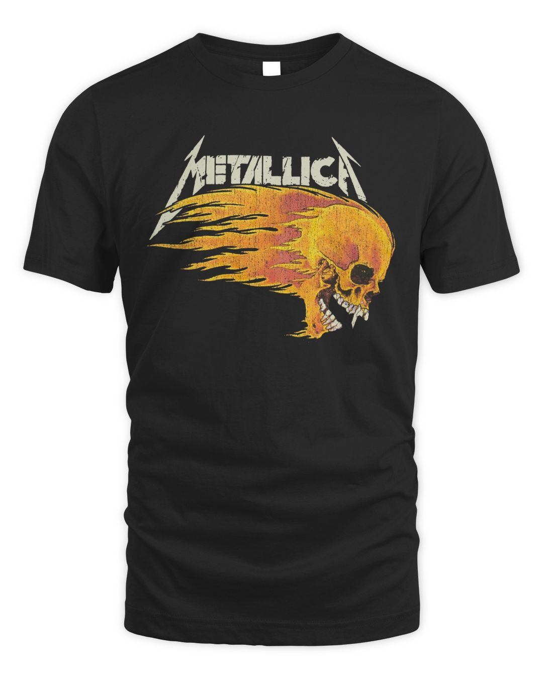 Metallica Merch Flaming Skull Black Longsleeve