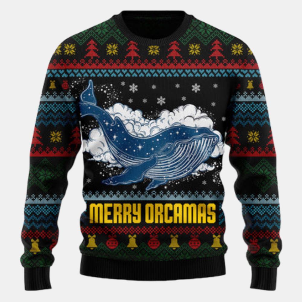 Merry Christmas Orcas Killer Whale Ugly Sweater