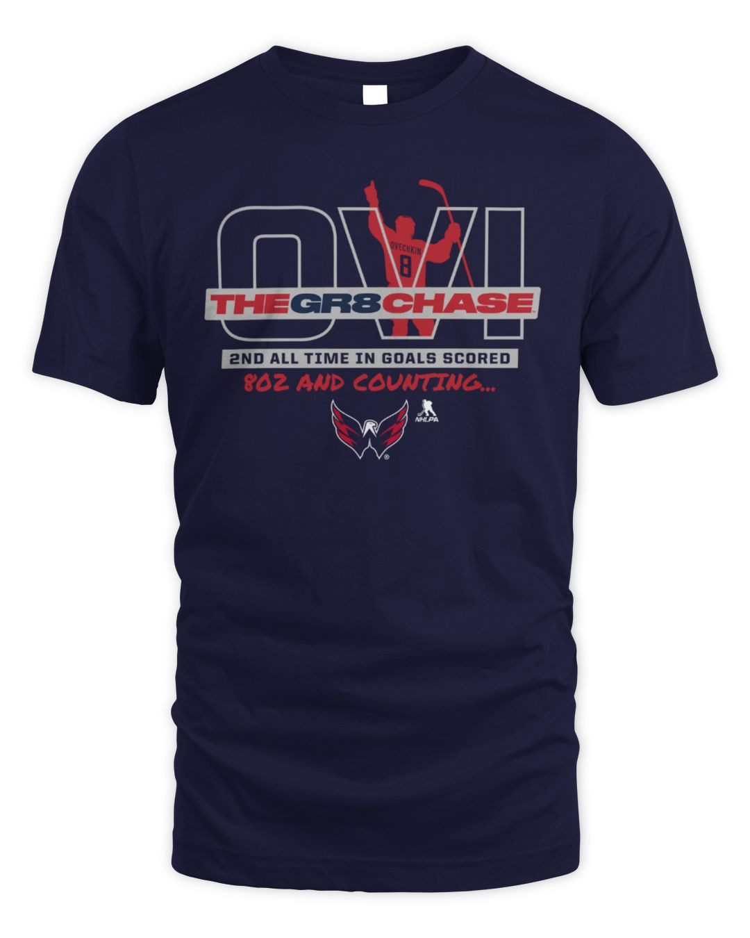 Men's Washington Capitals Alexander Ovechkin Navy Gr8 Chase Tee Shirt