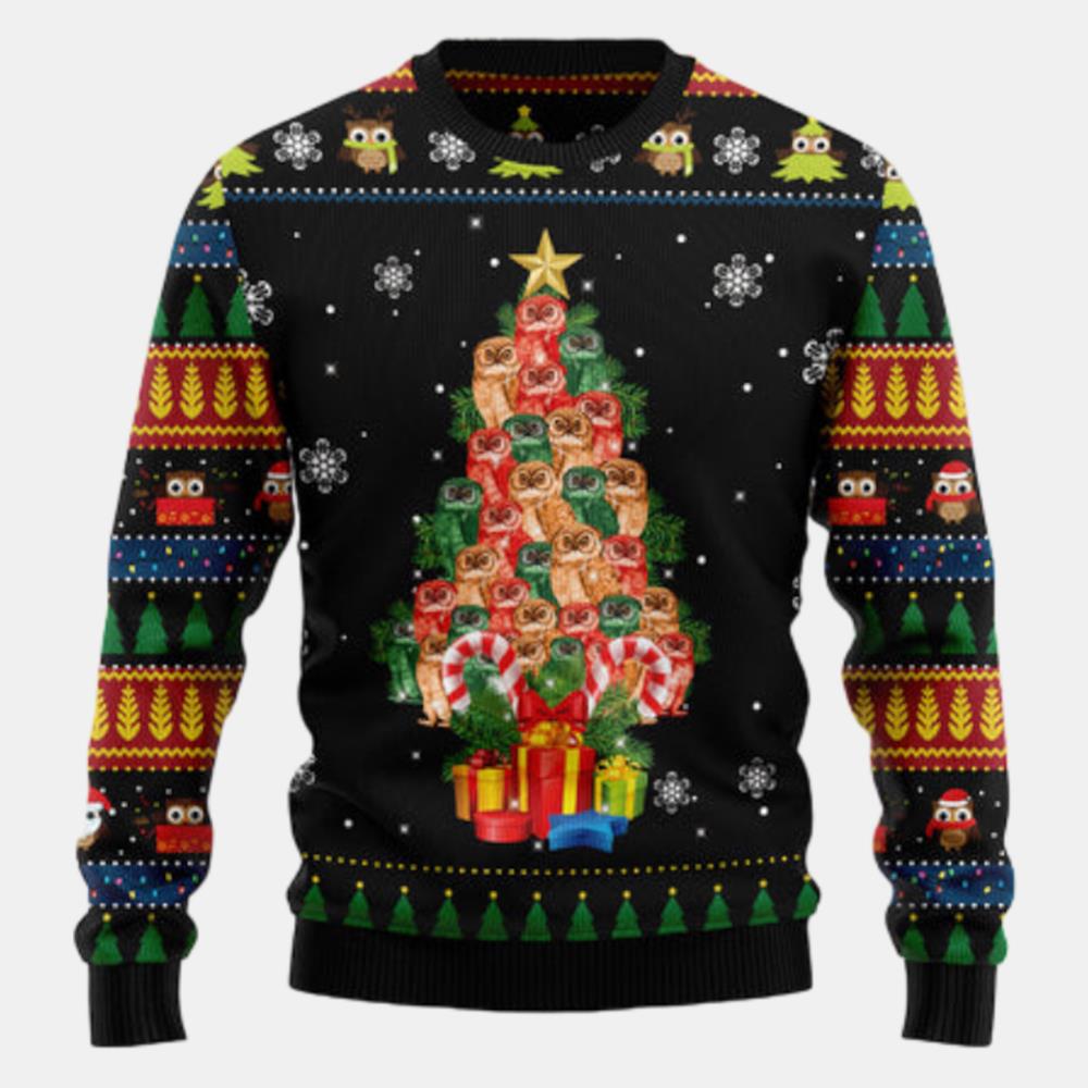 Hoot Hoot Owl Noel Tree Ugly Sweater