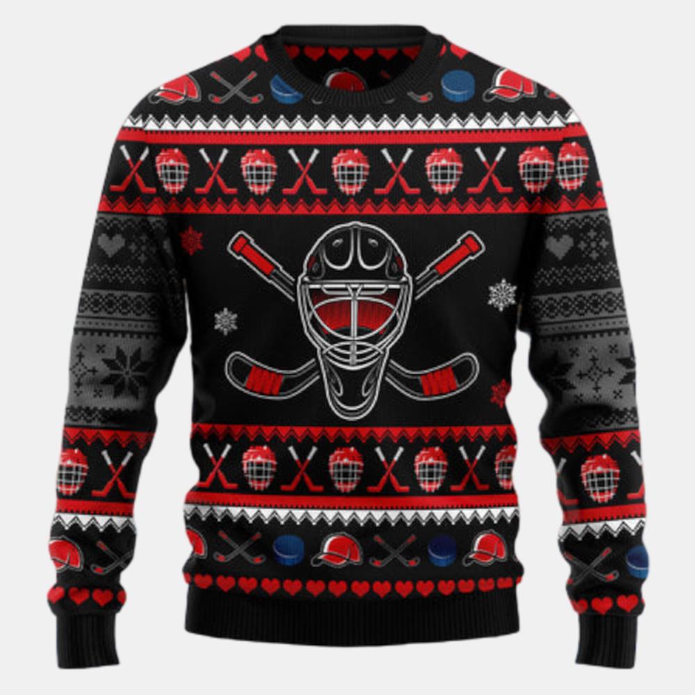 Hockey Puck Christmas Ugly Sweater