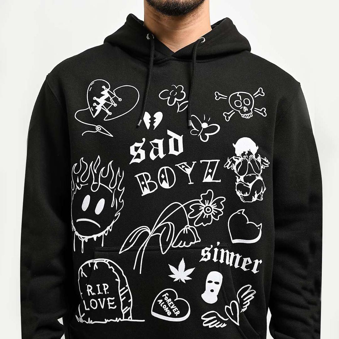 Junior H Merch Sad Boyz By Junior H Rip Love Black Hoodie