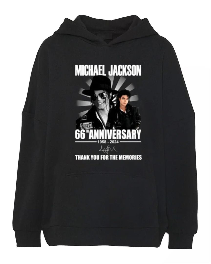 Michael Jackson 66th Anniversary 1958-2024 Thank You For The Memories Hoodie Black