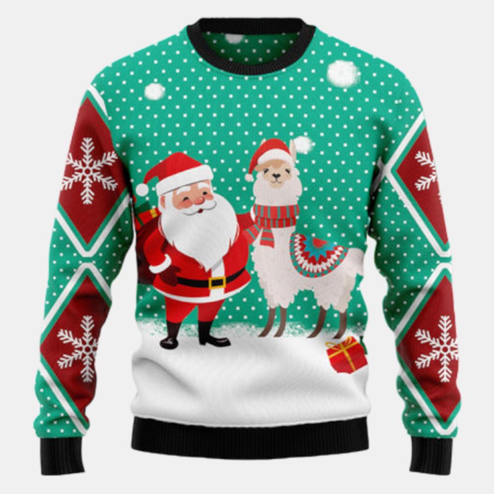 Llama And Santa Xmas Ugly Sweater