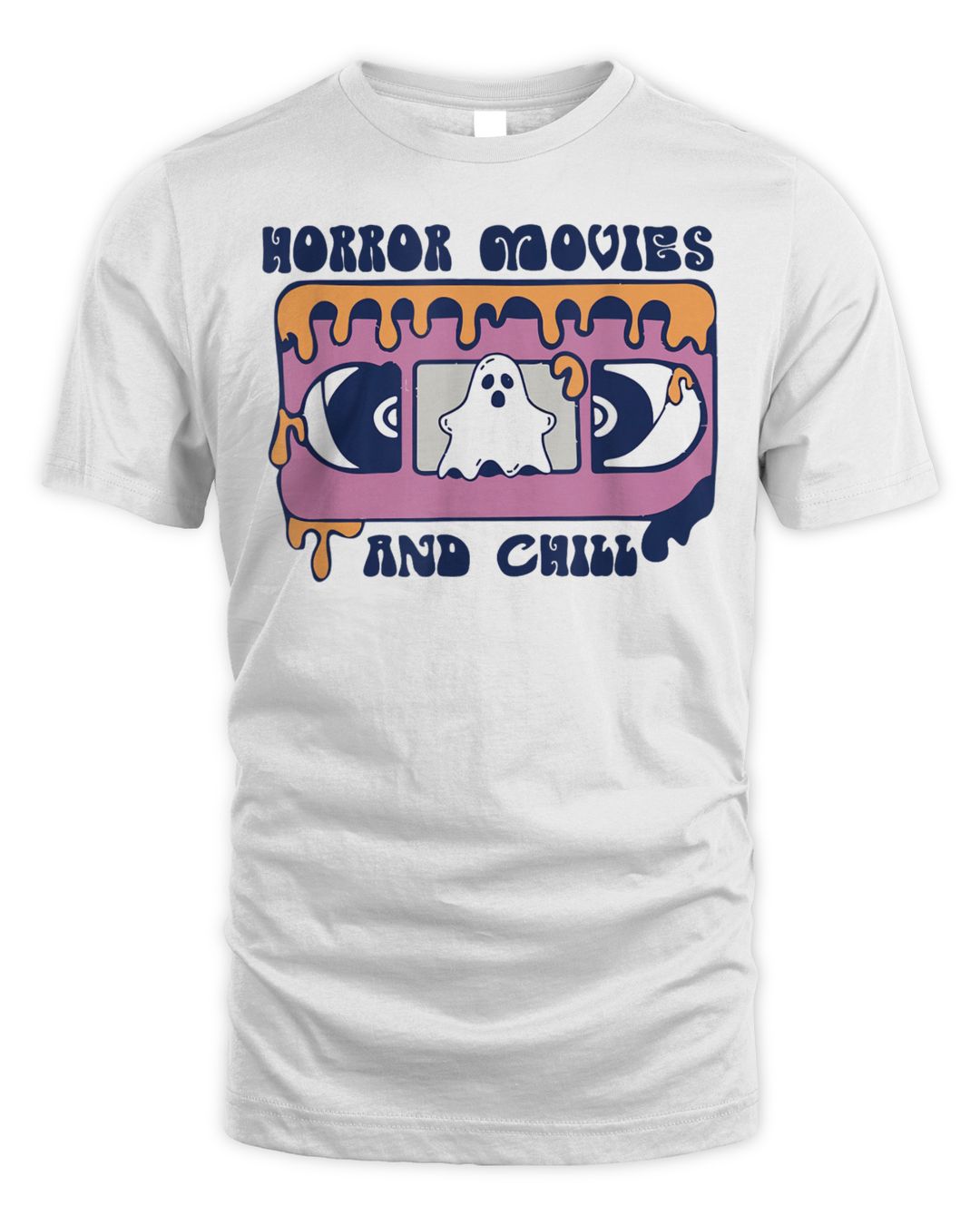 Horror Movies And Chill Retro Video Tape Halloween Ghost Boo Shirt