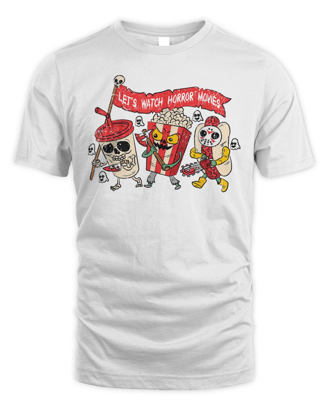 Lets Watch Horror Movies Halloween Funny Ghost Skeleton Shirt