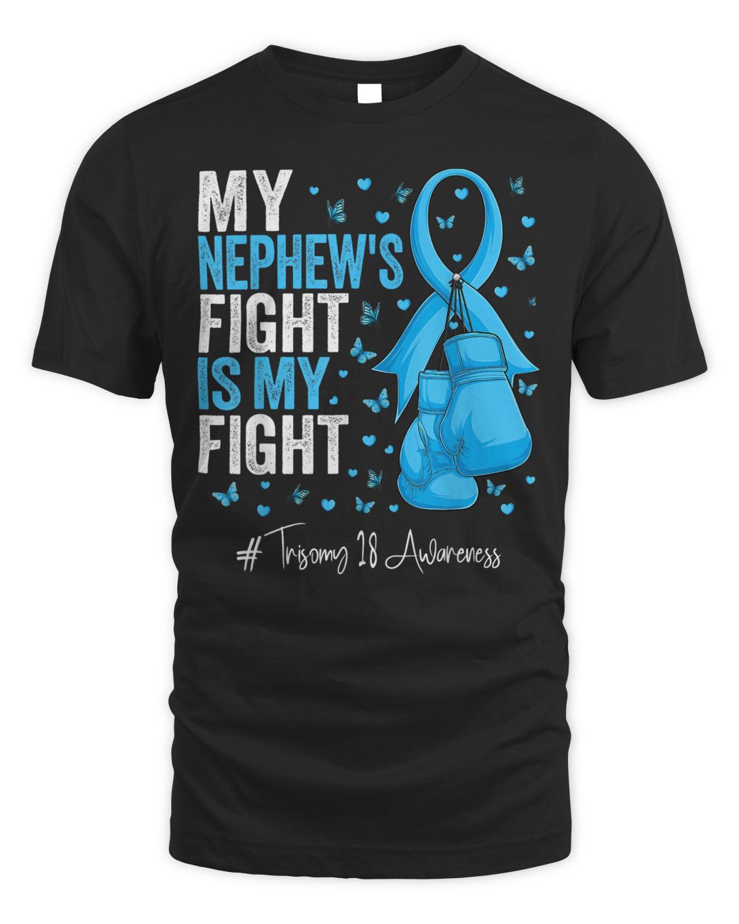 Light Blue Ribbon Nephew Trisomy 18 Awareness Shirt