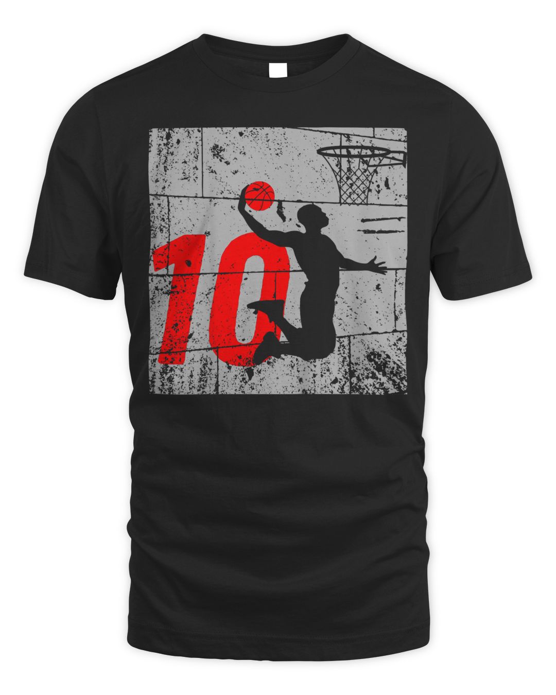 Kids Distressed 10 Year Old 10th Basketball Birthday Slam Dunk Shirt