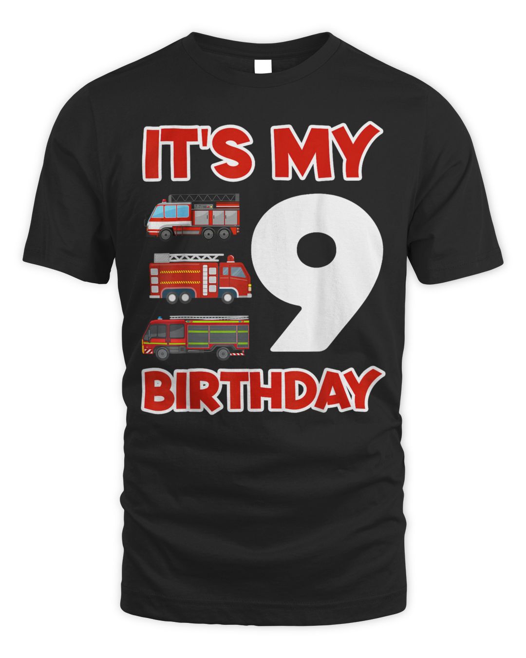 Kids Fire Truck 9 Year Old Firefighter 9th Birthday Toddler Shirt