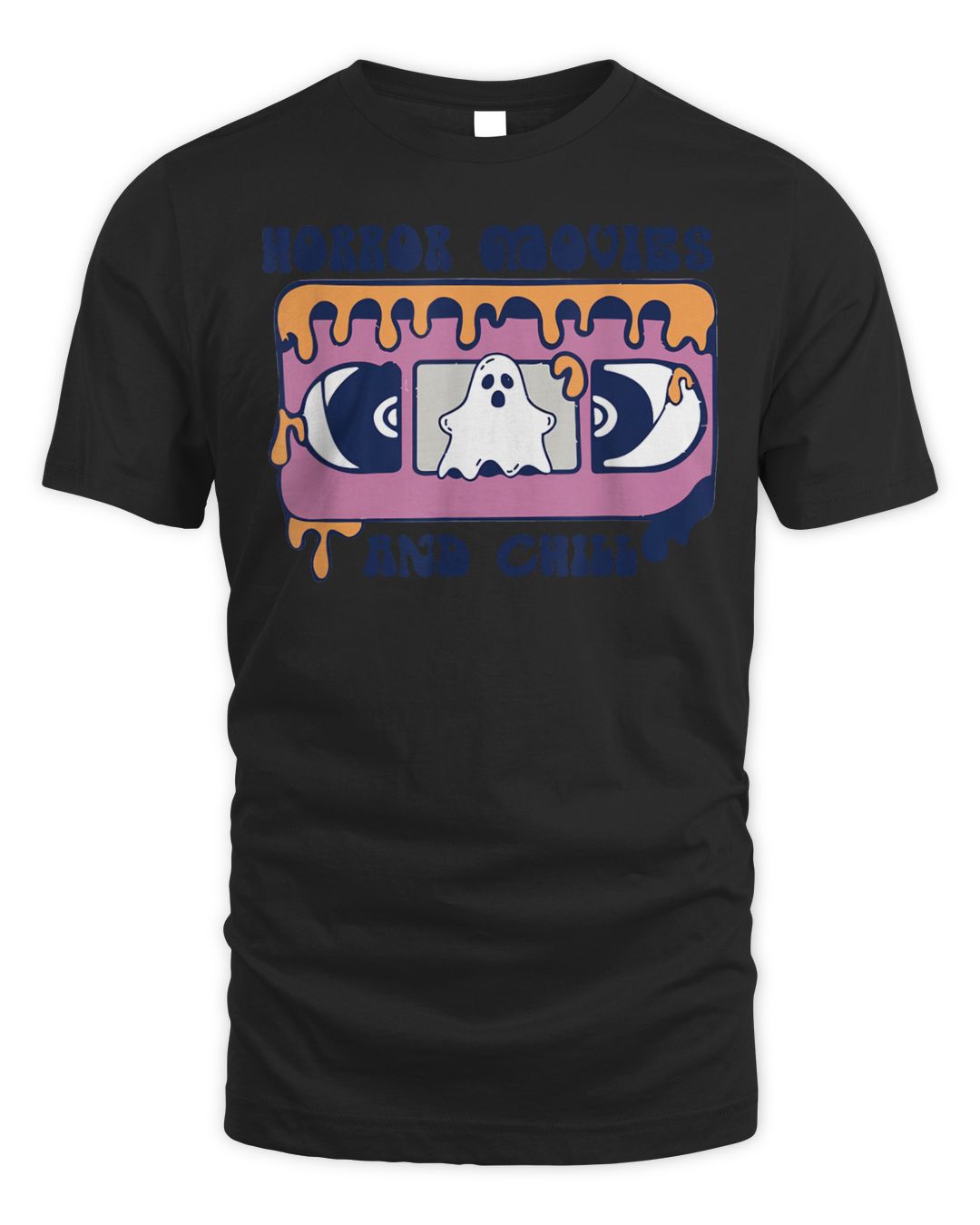 Horror Movies And Chill Retro Video Tape Halloween Ghost Boo Shirt