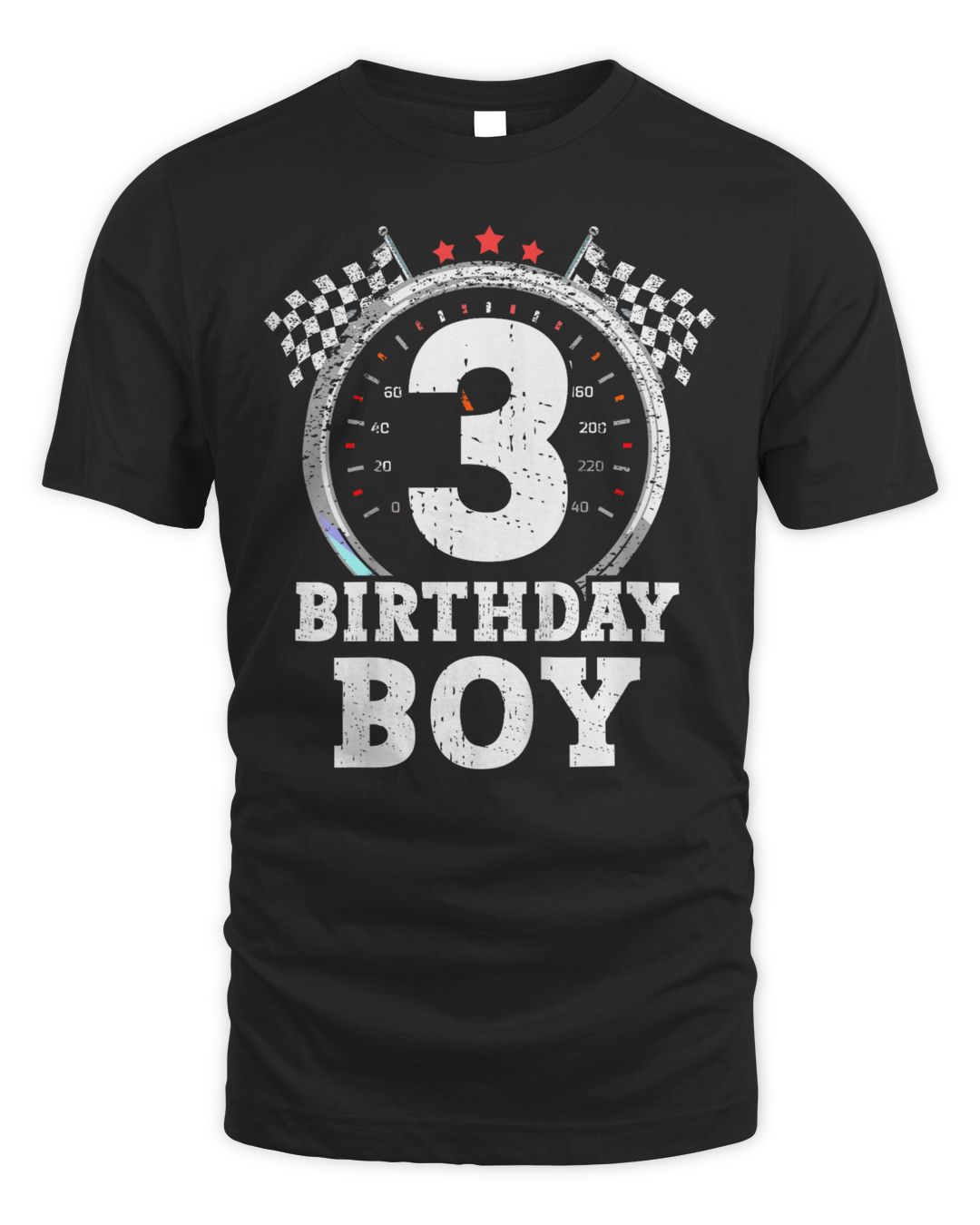 Kids 3rd Birthday Boy 3 Third Race Car Birthday Racing Car Flag Shirt