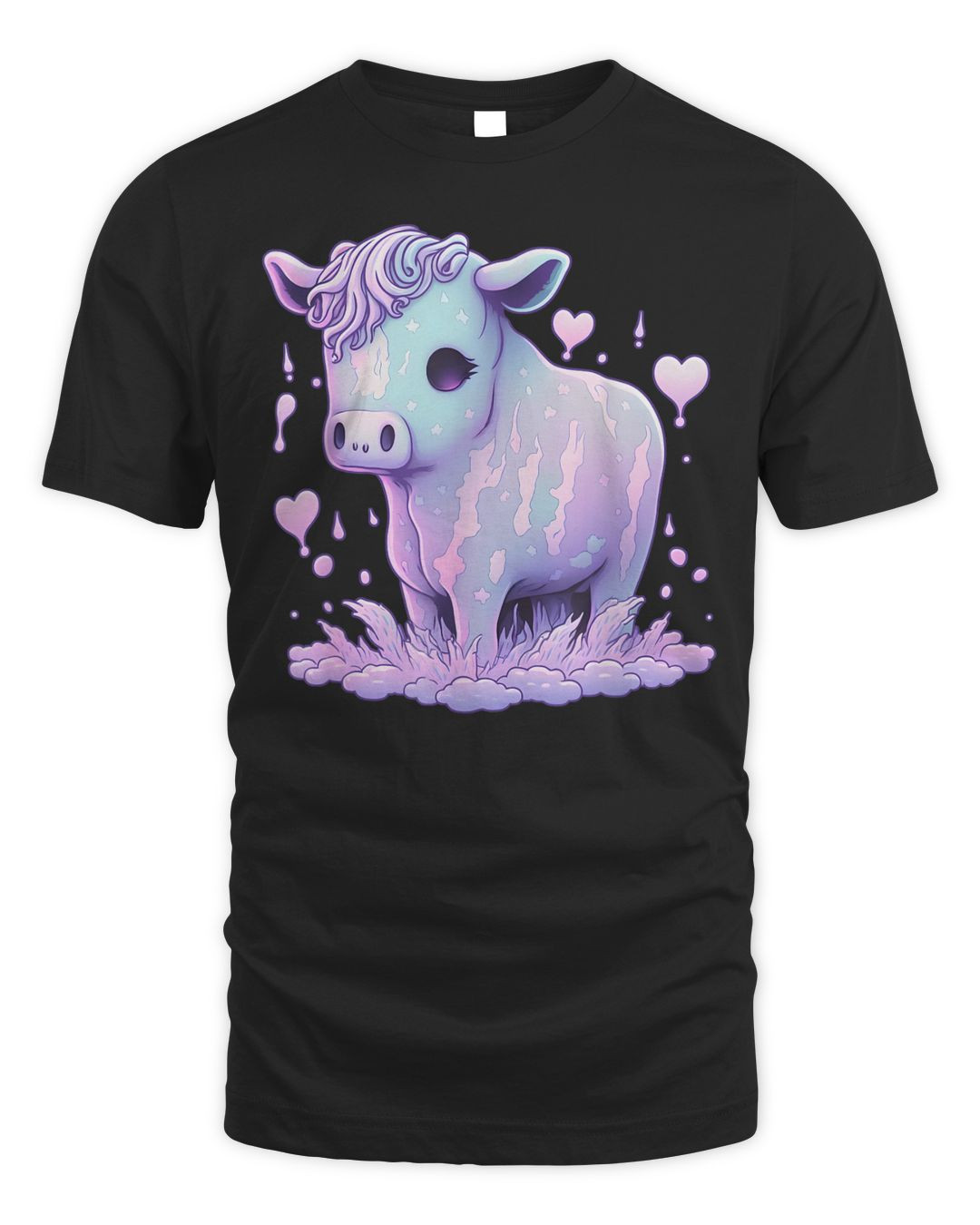 Kawaii Cow Cute Pastel Lavender Purple Pink Heart Aesthetic Shirt