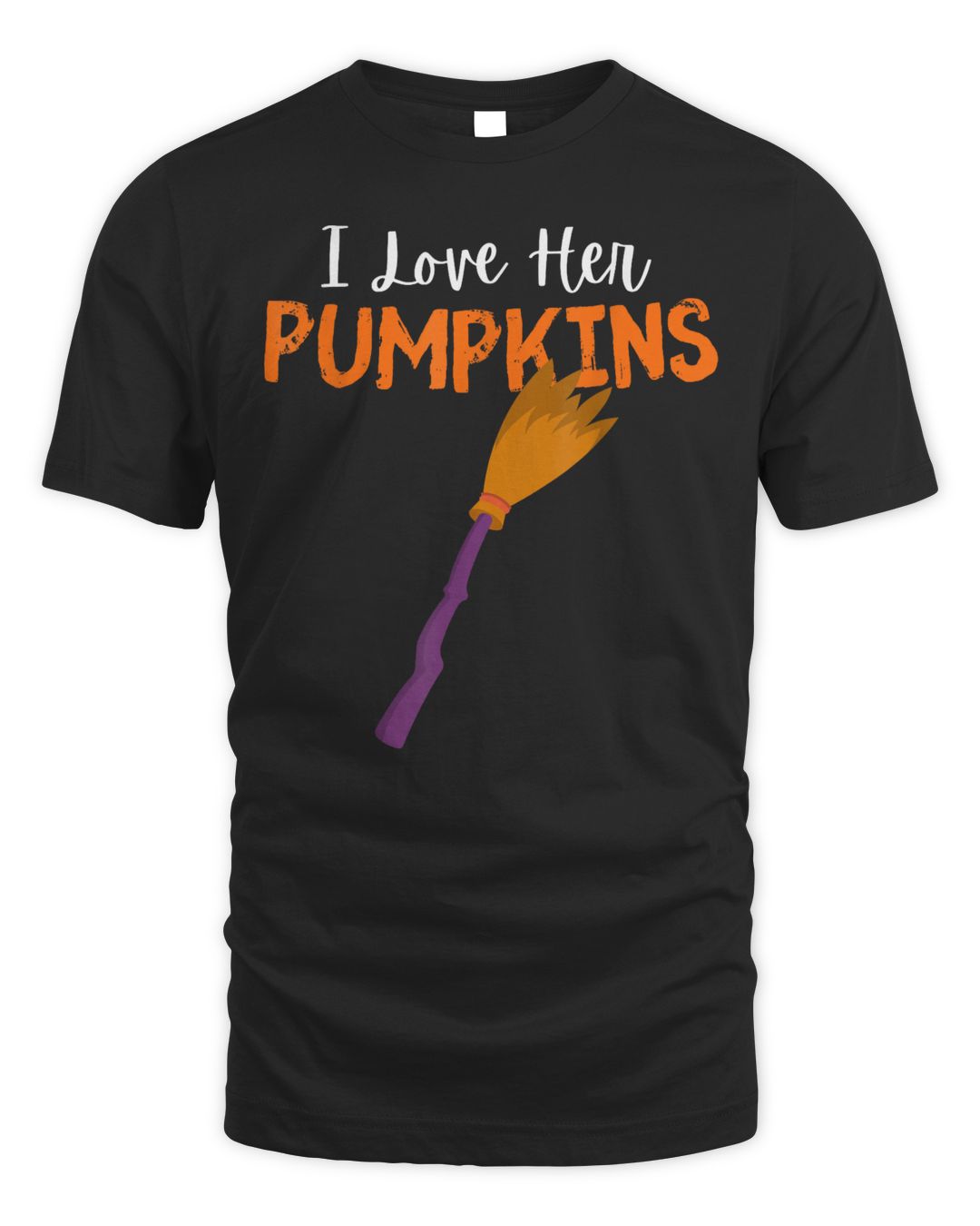 I Love Her Pumpkins Couples Matching I Love His Broomstick Shirt