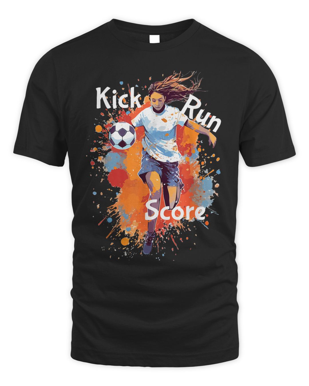 Kick, Run, Score Girls Soccer Design Shirt