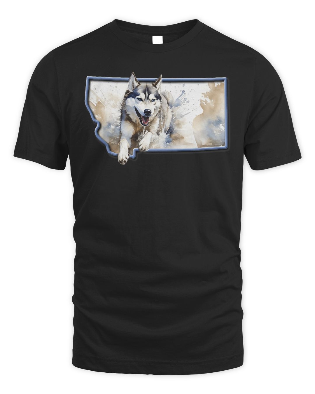 Montana Siberian Husky - Dog - State Outline Shirt