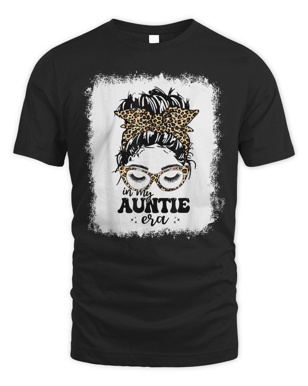 Leopard Messy Bun In My Auntie Era Bleached Shirt