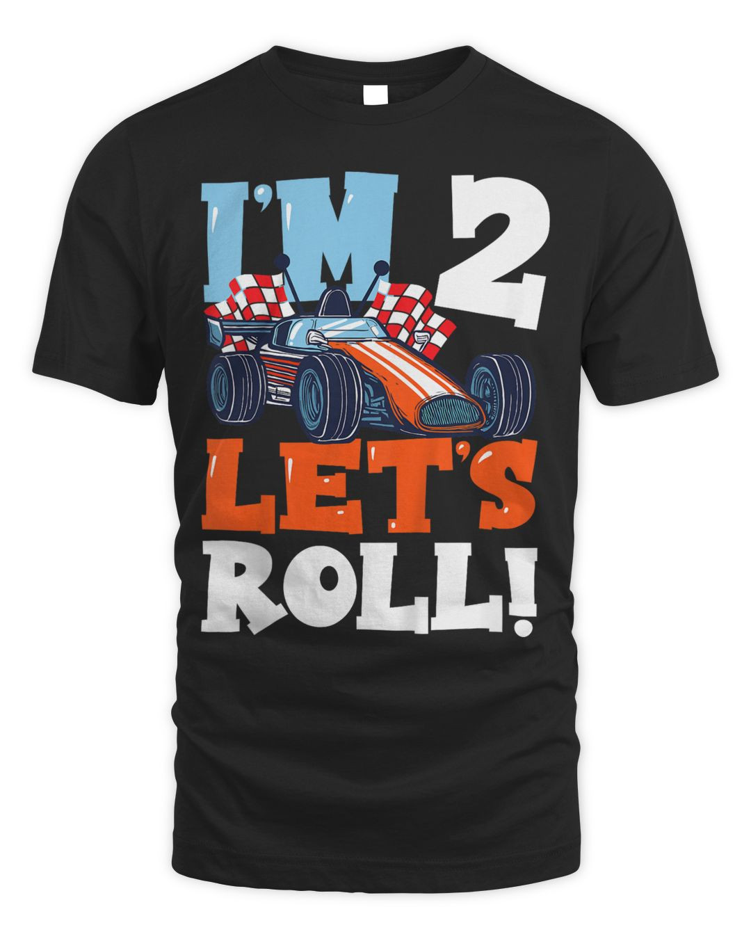 Kids Race Car 2nd Birthday I'm 2 Let's Roll Racing Party Shirt