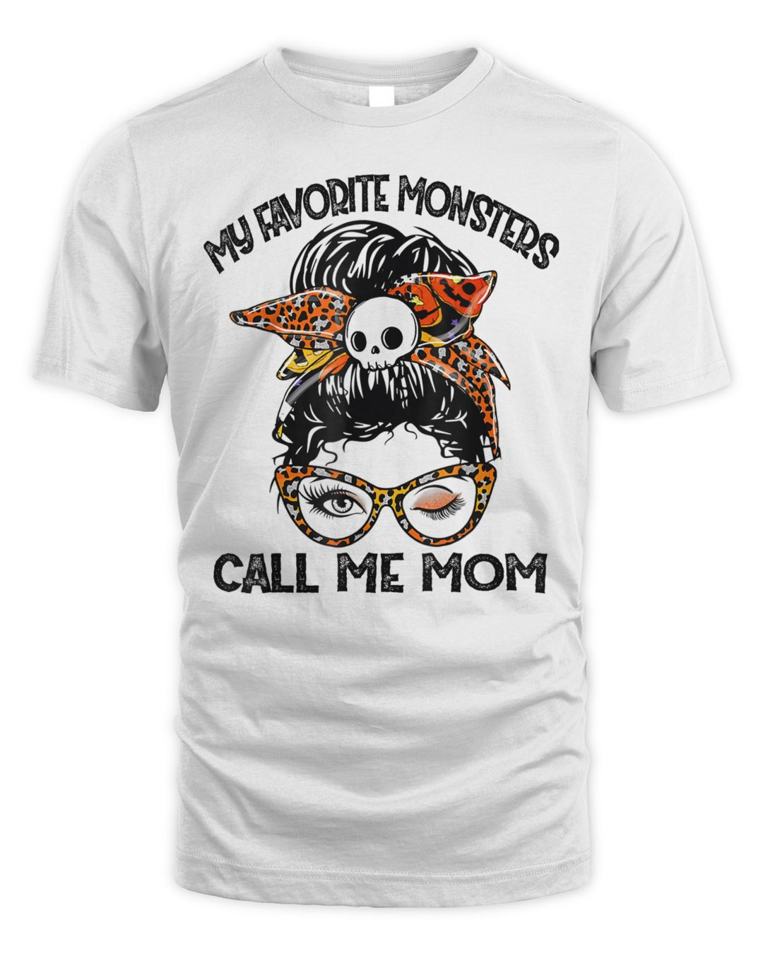 My Favorite Monsters Call Me Mom Messy Bun Happy Halloween Shirt (2)