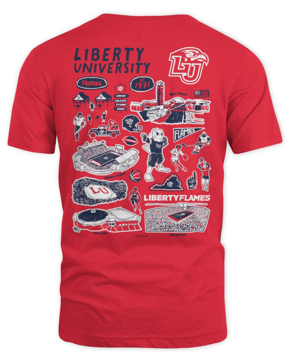 Liberty University Merchandise Flames Vive La Fete Impressions Artwork Shirt