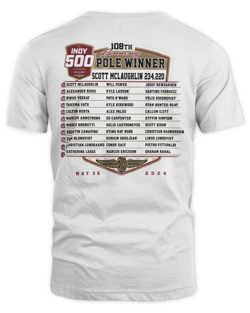 Ims Merchandise 2024 Indy 500 Starting Field Shirt