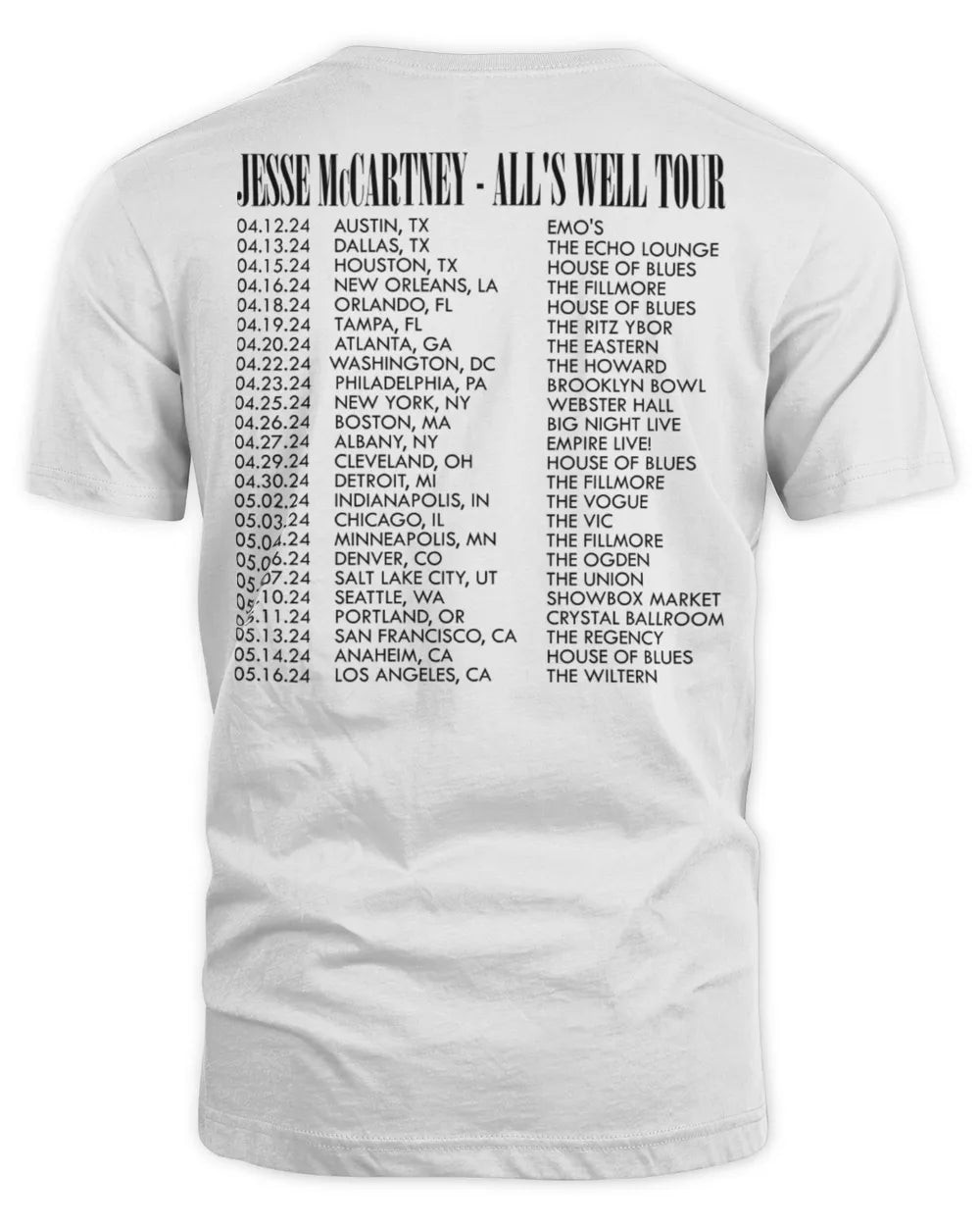 Jesse Mccartney Merch All's Well Shirt