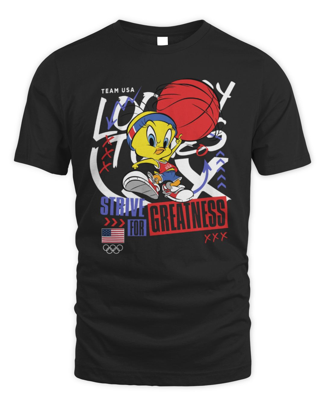 Looney Tunes Team Usa Strive For Greatness Tee Black